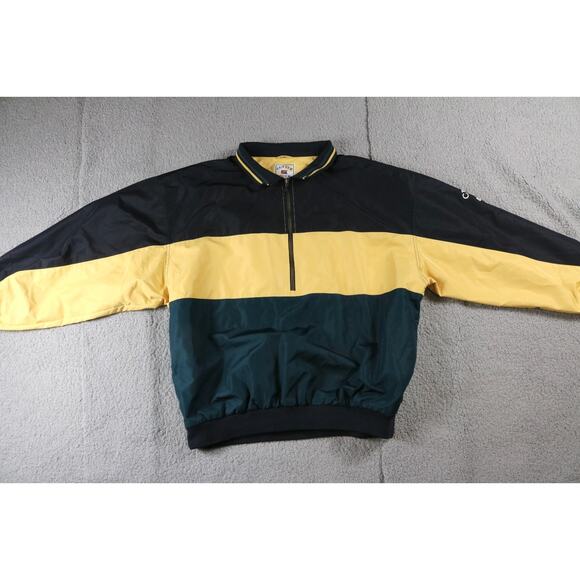 Vintage Cutter and Buck Windbreaker XL Black Yellow Green 1/4 Zip Hong Kong - Picture 3 of 7